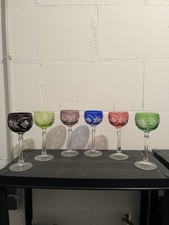 6 x Römer Gläser / Bleikristall / Top / Verziert / Weinglas / Überfang / H 20 cm