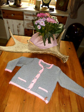Trachtenjacke Strickjacke zum Dirndl DIY Handarbeit gestrickt rosa Gr 98/104 Neu