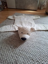 Teppich klein Kinder sehr süß und weich liegender Teddybär wollweiß ca. 1x1m