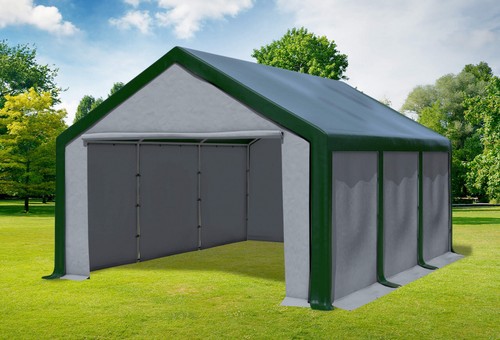 Partyzelt 4x6m grün grau - partyzelt, pvc