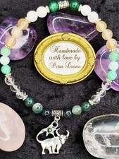 STIER Sternzeichen Armband Geburtsstein Edelstein MOOSACHAT BERGKRISTALL u.a. sf