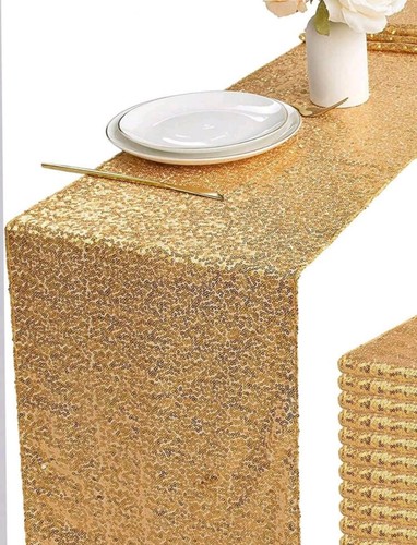 Tischläufer pailletten gold - tischläufer,