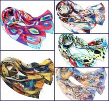 lang bunte Damen Seiden-Schal