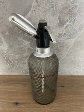 Glas Cocktail Soda Siphon Silber 30cm 1 Ltr Sprudel Metall Gitter Vintage Retro