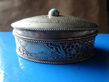 Schmuck-oder Pillendose klein,Farbe:silber,Stein:türkis,7,5x4,5x4 cm, 53 g