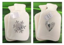 Wärmflasche 2 Liter mit warmem Strick-Bezug Wärmeflasche Herz/Schneeflocke