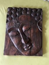 Buddha Bild Holz Geschnitzt 3 Tlg 39x29cm