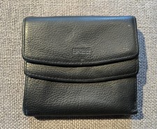 BREE Portemonnaie, kleiner Geldbeutel, Damen, Leder schwarz, Druckknöpfe