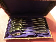 Wellner Besteck Kreuzband,  6 Kaffeelöffel im Etui Art Deco, um 1930