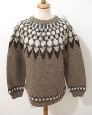 Island Norweger Herren Strick Pullover Grösse L Schurwolle Handarbeit S020