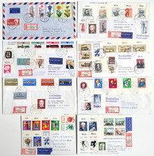 Berlin Sammlung 8 Luftpostbriefe mit tollen Frankaturen nach Uruguay 1971-1975