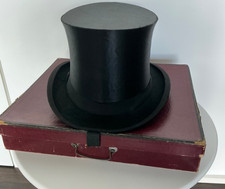 Herren Zylinder, Chapeau Claque, Zylinderhut schwarz, vintage in Hutschachtel