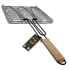 Primus Grillguthalter mit Holzgriff, BBQ Grillwender Grillkorb für Fisch, Gemüse