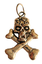 Totenkopf mit Knochen Anhänger Tibet Silber Schmuck NEU
