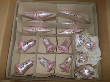 28 x alter Glas Christbaumschmuck Weihnachtsschmuck  Glocken Herzen Spitzen