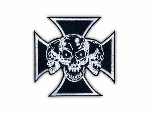 Totenkopf kreuz aufnäher - totenkopf,