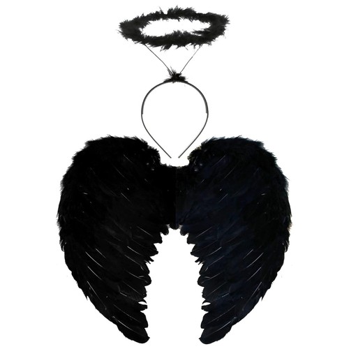 Schwarze feder flügel - schwarze, halo