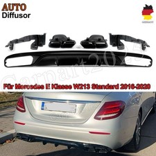 Heckdiffusor mit Endrohren Schwarz für Mercedes E Klasse W213 ohne Sport Line