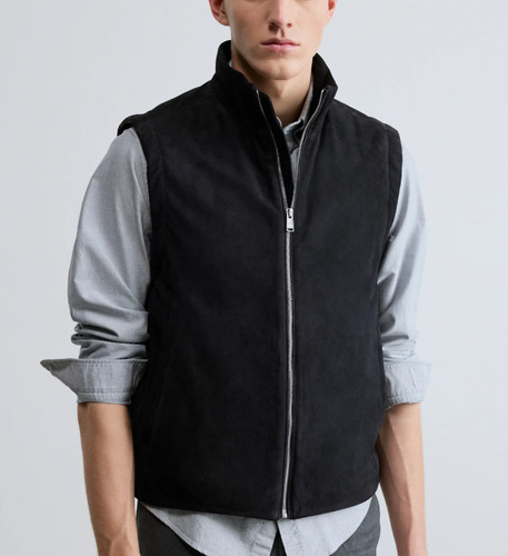 Schwarze wildleder lederweste - wildleder,