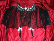 DIAMOR edle Luxus Burlesque Straps Corsage 80 C Pin Up Torselett schwarz  (mi14)