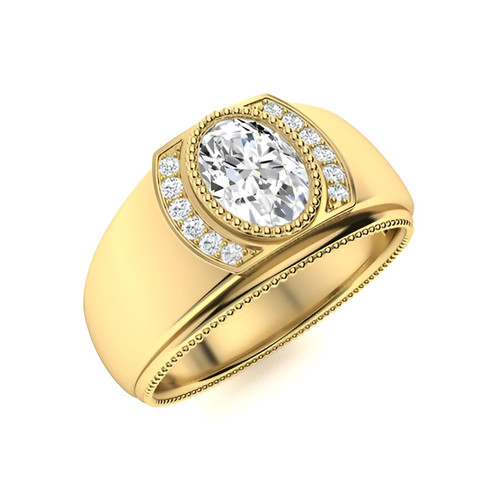 Ovaler diamant herrenring band - diamant,