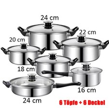 12-tlg Kochset Topfset Kochset Induktion Gas Halogen Ceran Kochtopfset Edelstahl