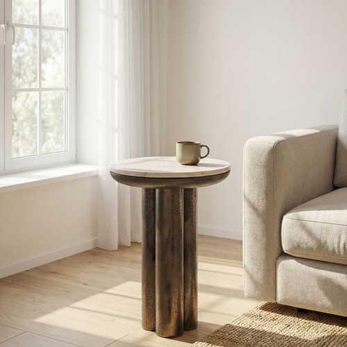 Beistelltisch 36cm mit marmor - beistelltisch,