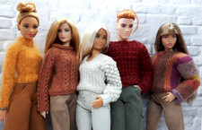 Für Barbie,Fashionistas,MTM,Collector,KEN,CURVY,Pullover,Herbsttöne, Handarbeit