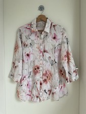 GERRY WEBER Damen Leinen Bluse 38 Blumenmuster 3/4 Arm 