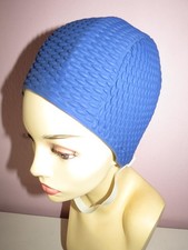 Retro Vintage Badehaube Bademütze mit verstellbaren Kinnband  100% Gummi