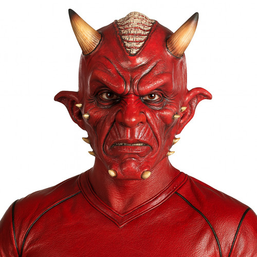 Teufelmaske rot mit hörnern - rot,
