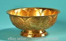 5.4" Alte chinesische Bronze 24k Gold Gilt Dynastie Palast Blumenschale