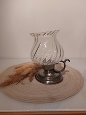 Windlicht Kerzenhalter 95 % Rein Zinn mit Glasschirm