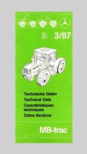 MB trac  700 - 1600 turbo  Handbuch Technische Daten 1987