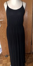 H&M Divided Kleid Maxikleid Schwarz Gr. L 40 42 Maxi Sommerkleid Jersey Träger