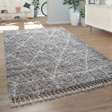 Hochflor Teppich Grau