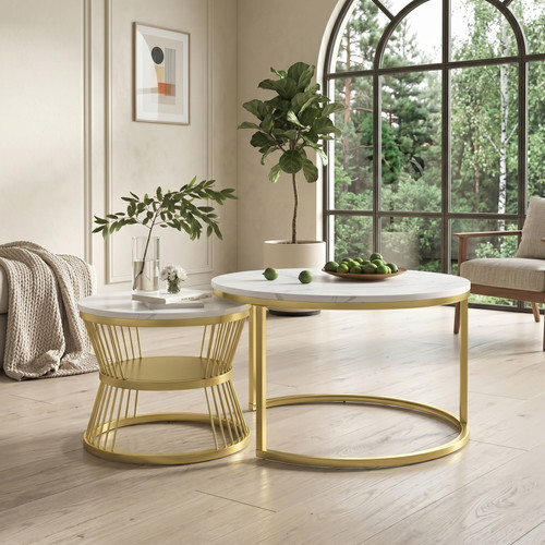 2er set couchtisch rund - set,