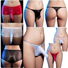 Männer Sheer Mesh Öl Seide Boxer Hosen Unterwäsche Bulge Beutel Low Rise Hosen