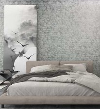 Vliestapete Buchstaben Antik Putzoptik Dunkelgrau Weiß Metallic 82367 (3,30€/1qm