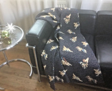 Krömer Decke Plaid 140 cm x 140 cm blau Engelmotiv Brokatstoff, top