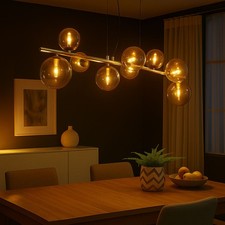 Pendelleuchte Hängelampe Esstischleuchte Kugellampe Glas amber LED L 86,6 cm