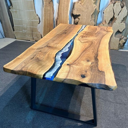 Blauer epoxid river - esstisch,