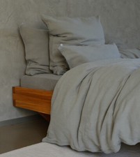Leinen- Bettwäsche, Grau,SET