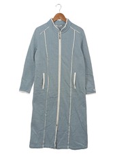 FÉRAUD PARIS Morgenmantel Damen Gr. 42/XL Blau Elegant Baumwolle Reißverschluss