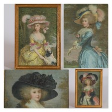 4 handgemalte Seiden Bilder