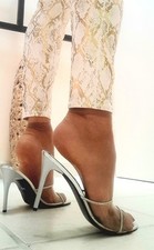 Pantoletten 11 cm Absatz in Silber Clear -41