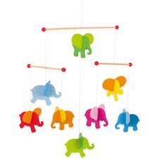 goki Mobile Bunte Elefanten 52904 - goki Dekorationsartikel Holzmobile 40x45cm