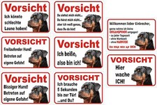 Schild Vorsicht Rottweiler 15x20 bis 40x60cm, Hund Achtung Warnschild Türschild