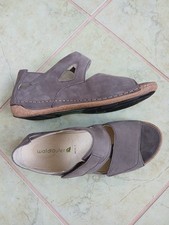 * Bequeme leichte WALDLÄUFER Schuhe Sandalen grau taupe echtes LEDER Größe 38 *