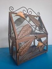 Mini Indoor Gewächshaus Pflanzenterrarium Jugendstil Vintage Deko Metall Glas